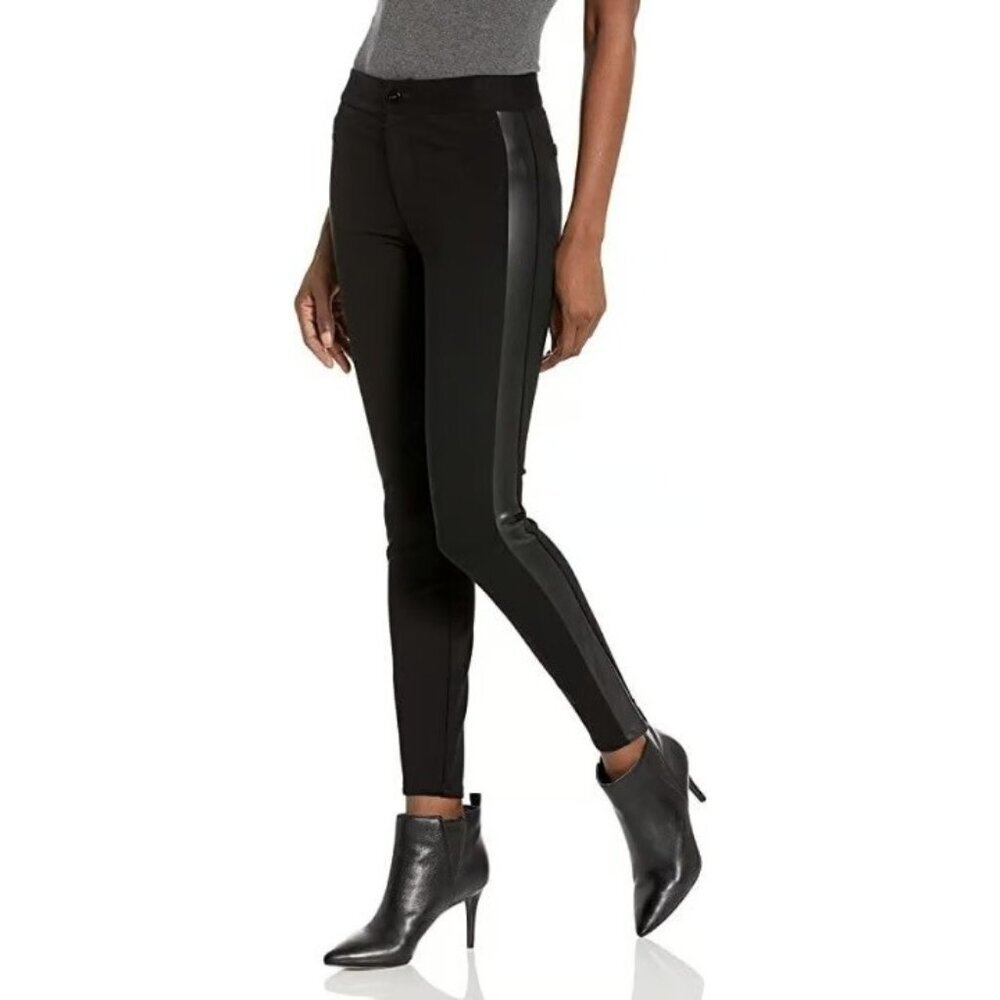 PAIGE Tereza Velvet Side Stripe Slim Pants Women 26 Tuxedo Trouser Stretch Black